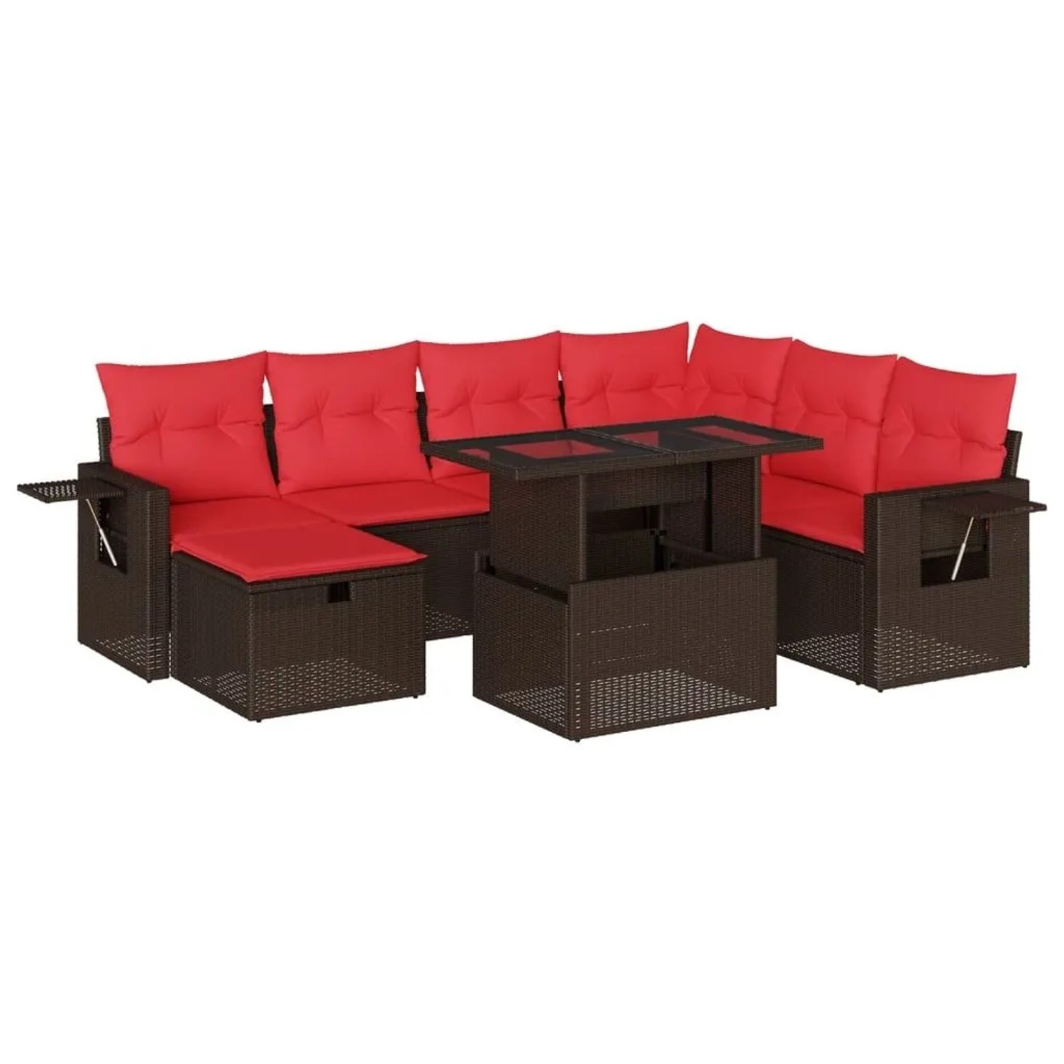 vidaXL 8-Tlg Gartensofa-Set mit Kissen Braun Polyrattan 3275004 günstig online kaufen