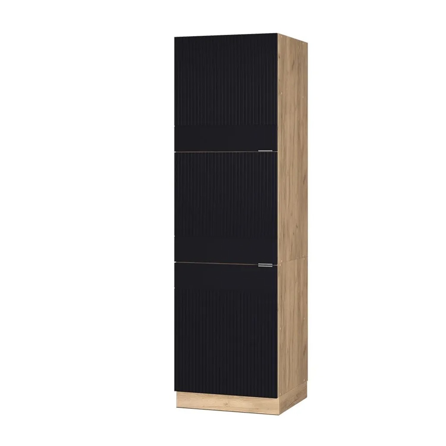 Vicco Vorratsschrank Fame-Line Schwarz gestreift/Goldkraft Eiche 60 x 207