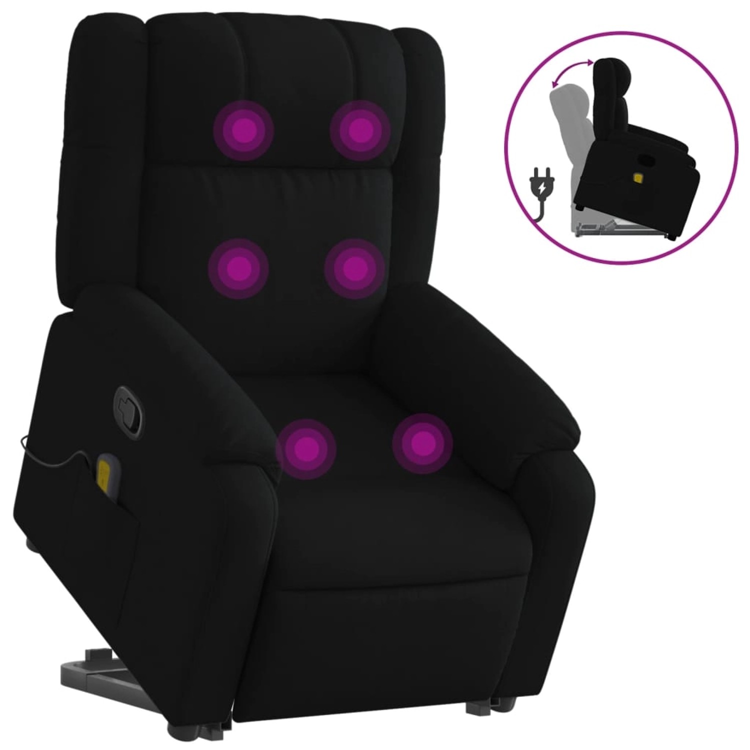 vidaXL Massagesessel mit Aufstehhilfe Schwarz Stoff Modell 5 günstig online kaufen