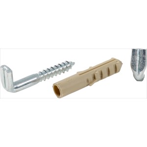 LUX Schlitzhaken, 5,2x50mm, verzinkt, 2er-Set mit Dübel, für schwere Gegenstände.