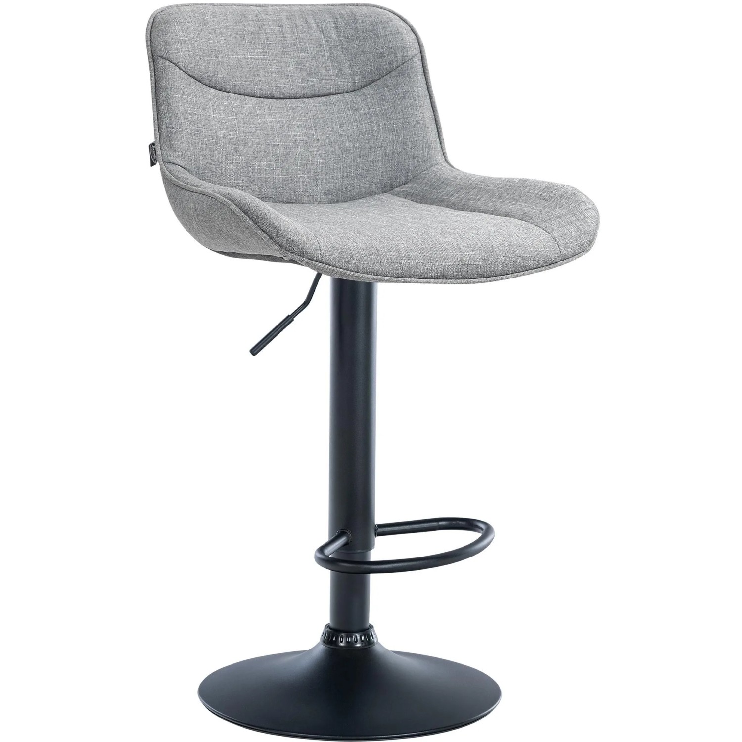 DELUKE Barhocker RAGAD Stoff Grau 49x51x85cm Schwarz Barstuhl Höhenverstellbar Mit Lehne Drehbar Tresenhocker Tresenstuhl