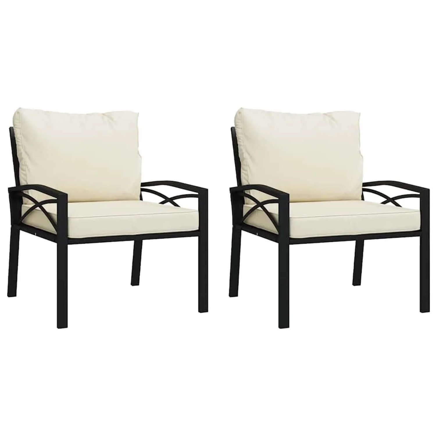 Furnicato Gartenstühle Mit Sandfarbigen Kissen 2 Stk 68x76x79 Cm Stahl