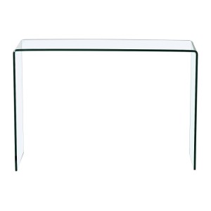 Transparenter Konsolentisch Alonzo aus gebogenem Sicherheitsglas, 110 cm, für Wohnzimmer. Modernes Design.