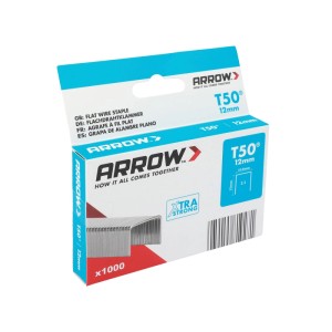 Arrow T50 Flachdrahtklammern, 12 mm, 1000 Stück, für Tacker. Ideal für Folien und Papier.