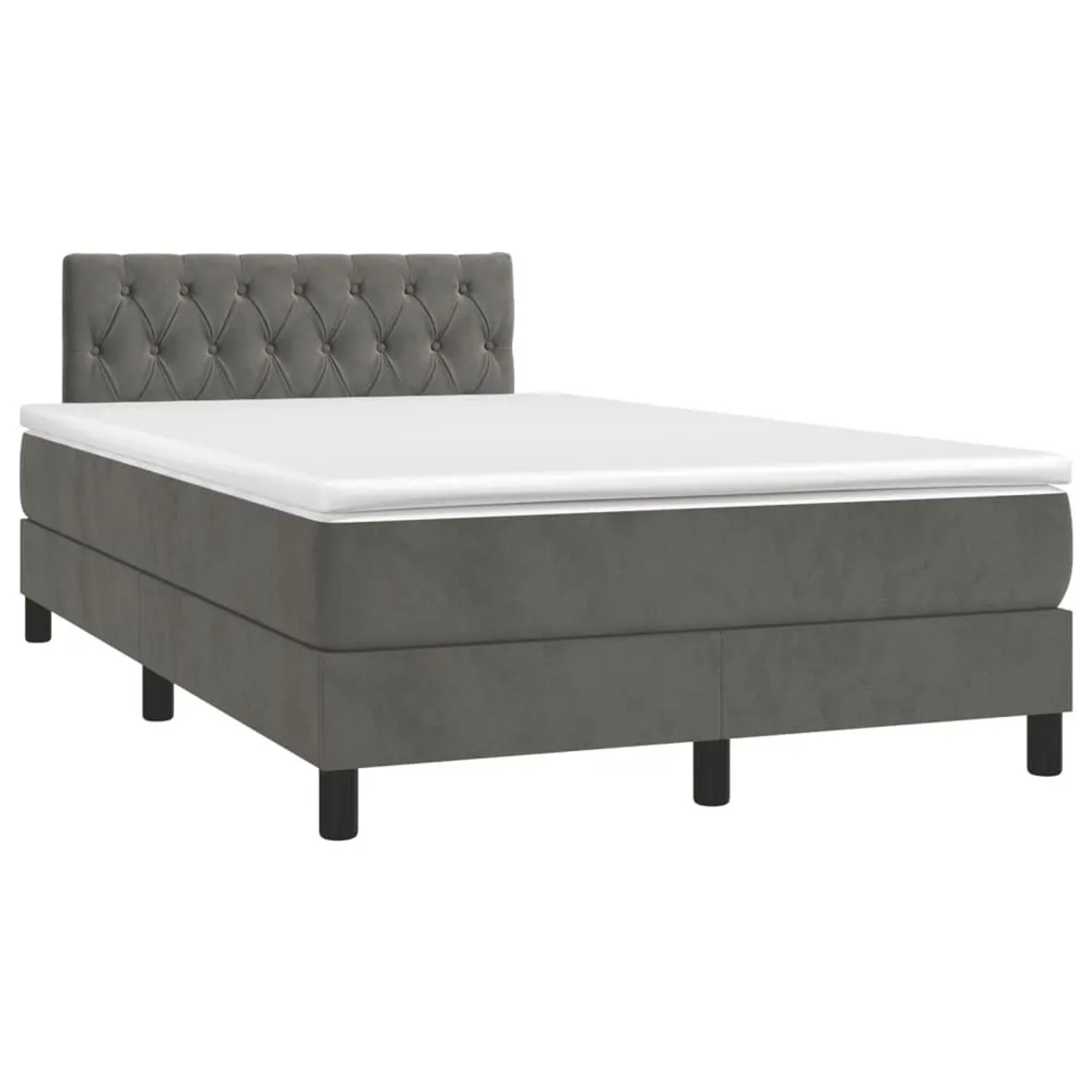 vidaXL Boxspringbett mit Matratze Dunkelgrau 120x200 cm Samt 3141474