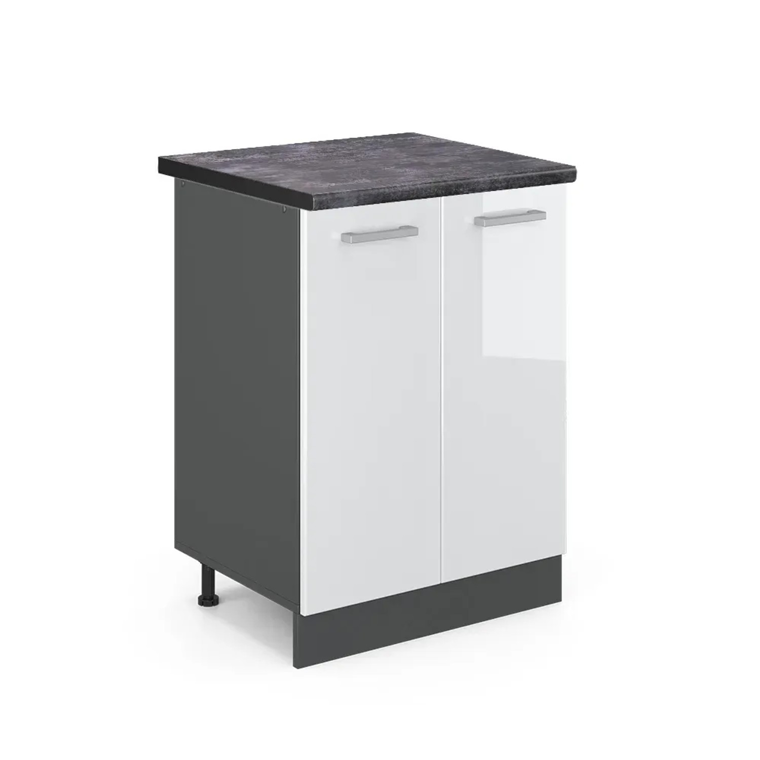 Vicco Küchenunterschrank R-Line Weiß Hochglanz/Anthrazit 60 cm AP Anthrazit