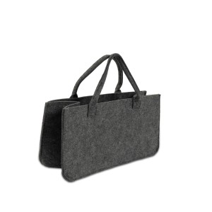 Anthrazitfarbene KARAT Filztasche Conny, Kaminholztasche/Einkaufstasche, 4er Set, faltbar.