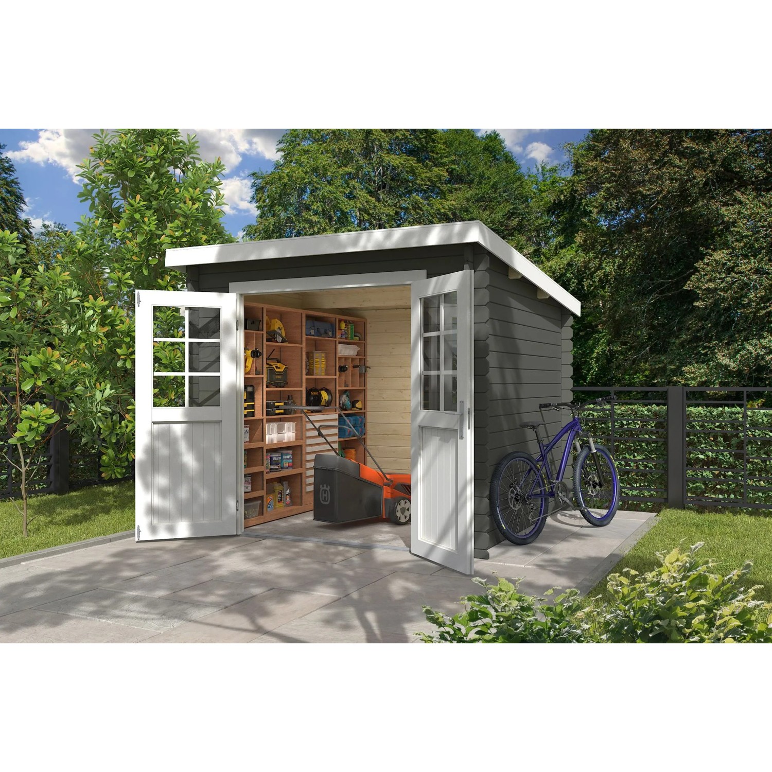 Lasita Gartenhaus Indi 175 Grau-Grün 230 cm x 175 cm