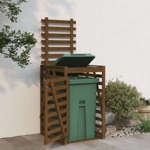 DELUKE 1er Mülltonnenbox Kiefernholz BOUMI 84x90x128,5cm Braun Mülltonnenverkleidung Für 1 Tonne Müllbox Aus Holz