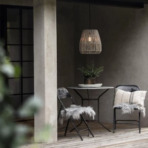 PR Home Saigon Rattan Lampenschirm grau-beige (Ø38cm) für E27 Pendel im Außenbereich.