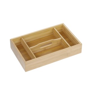 Relaxdays Besteckkasten Bambus Natur Mit Tragegriff 7 cm x 23 cm x 37 cm 1 kg