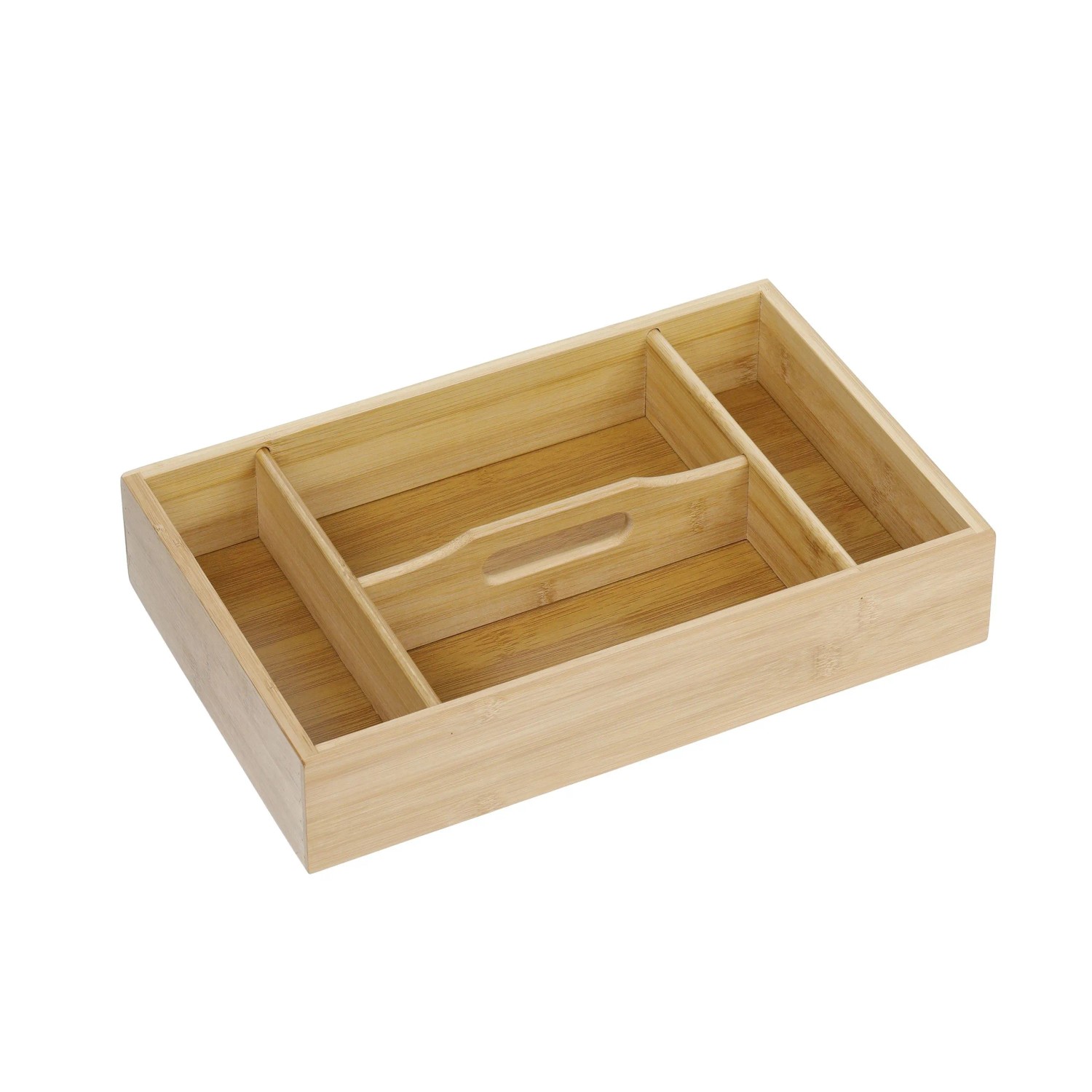 Relaxdays Besteckkasten Bambus Natur Mit Tragegriff 7 cm x 23 cm x 37 cm 1 kg