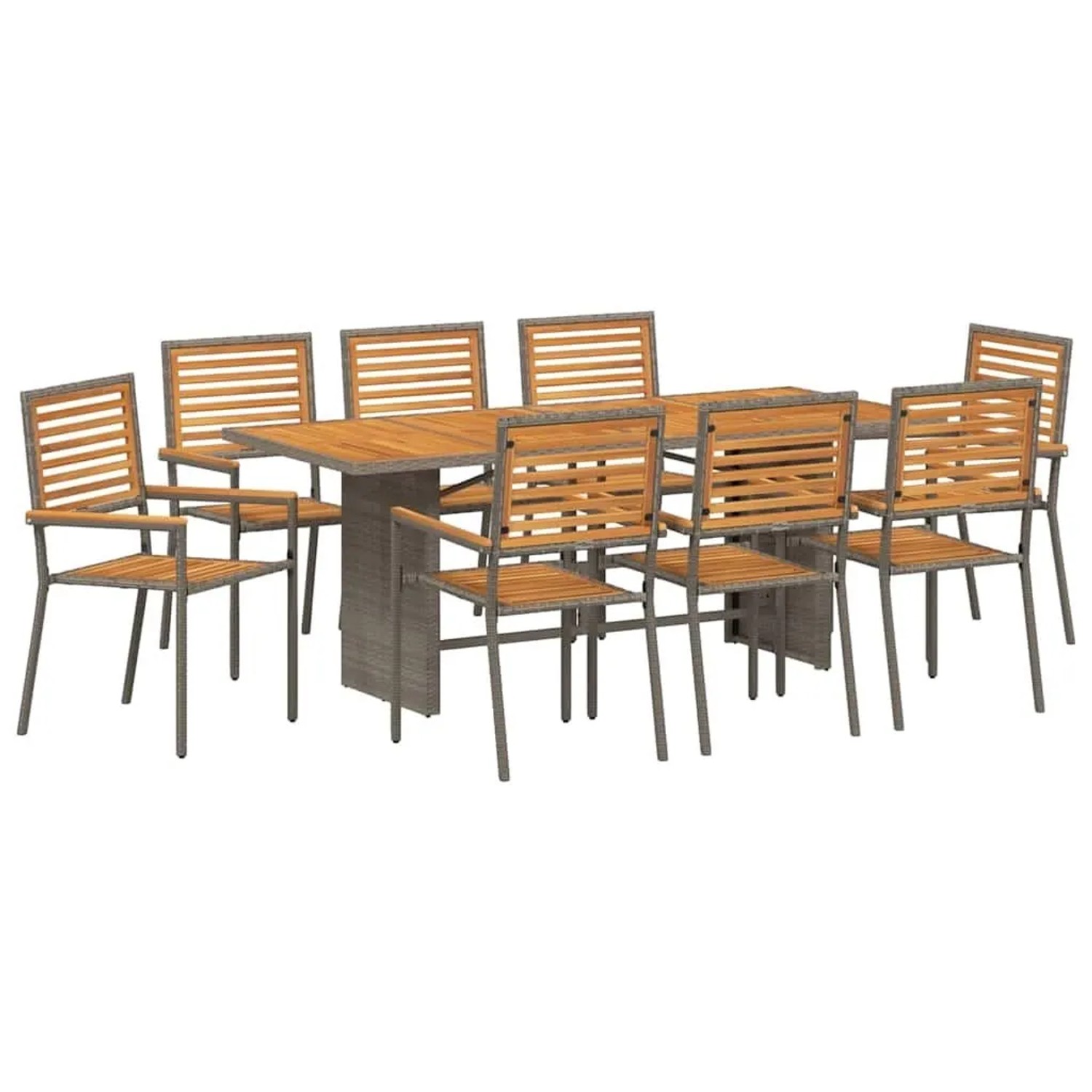 vidaXL Garten Essgruppe 9-Tlg Grau Poly-Rattan 3365453 günstig online kaufen