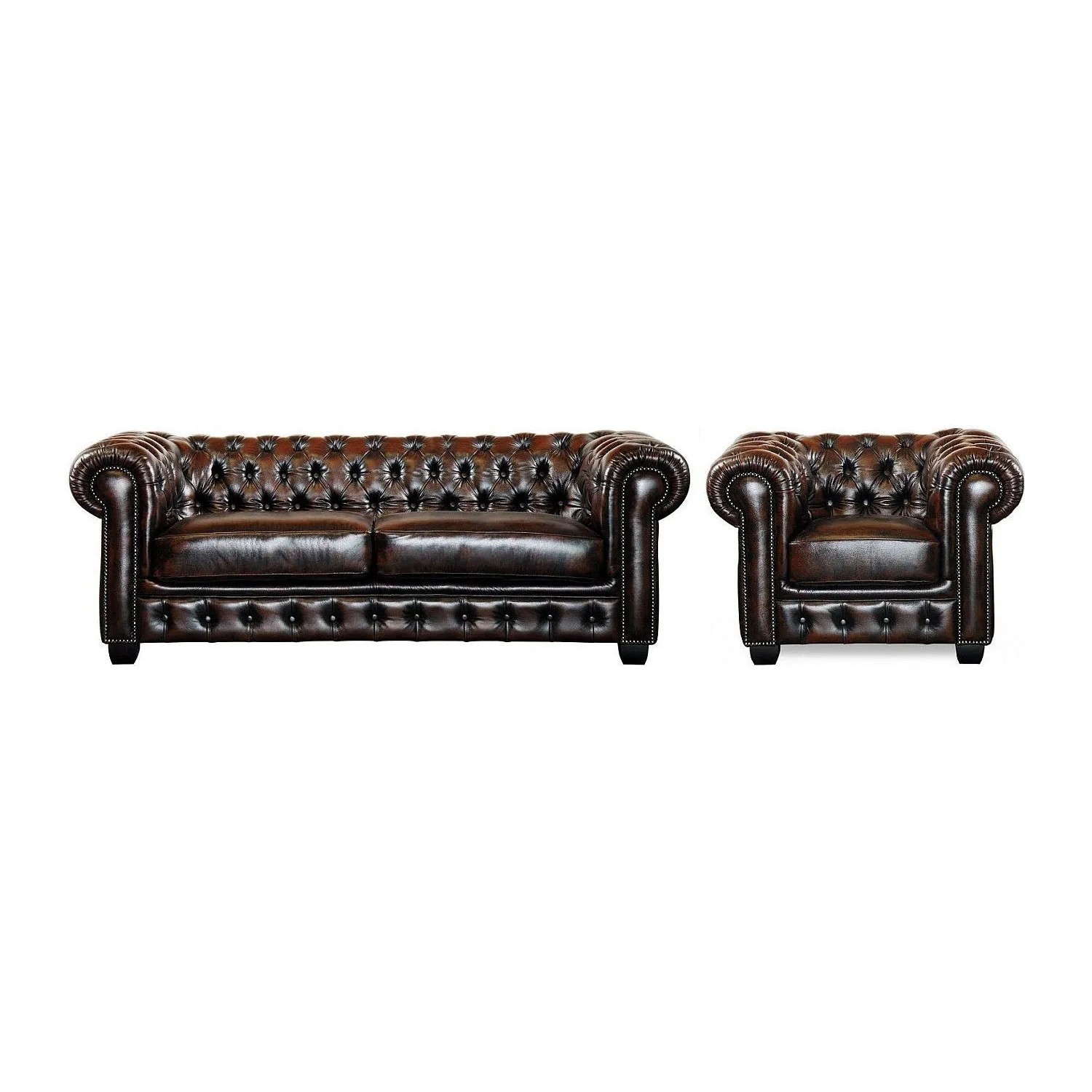 Vente-unique Couchgarnitur Mit Sessel Brenton Schokoladenbraun 201 cm  105 cm