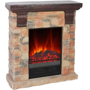 EL Fuego Elektrokamin Kitzbühel in Steinoptik mit LED-Flammeneffekt und Heizung.