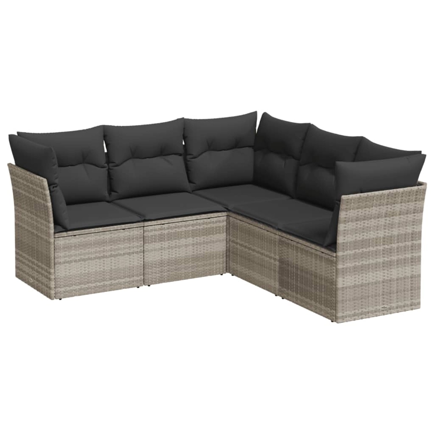 vidaXL 5-Tlg Garten-Sofagarnitur mit Kissen Hellgrau Poly Rattan 3217622 günstig online kaufen