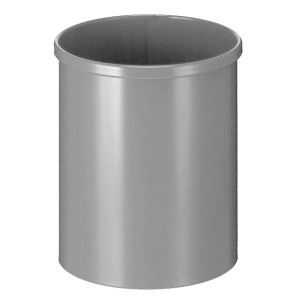 Runder, silberner Metall Papierkorb, 15 Liter, von PROREGAL.