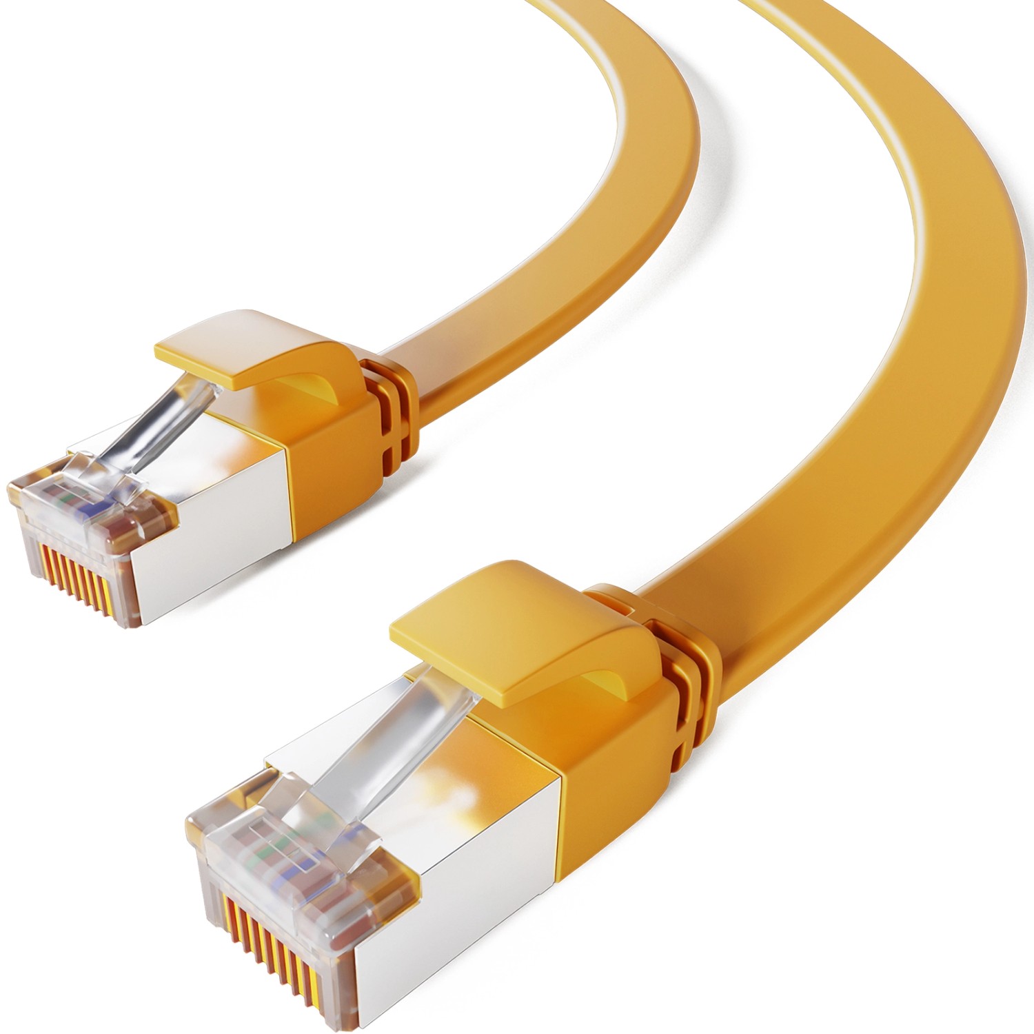 hb-digital LAN Kabel Flach CAT 7 Rohkabel Patchkabel CAT7 RJ45 U/FTP PVC 0.25m Gelb