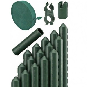 TTL GARDEN Rankstäbe 180cm, 15er Set, grün. Rankhilfe mit Stahlkern und Zubehör für Garten, Hochbeet und Gewächshaus.