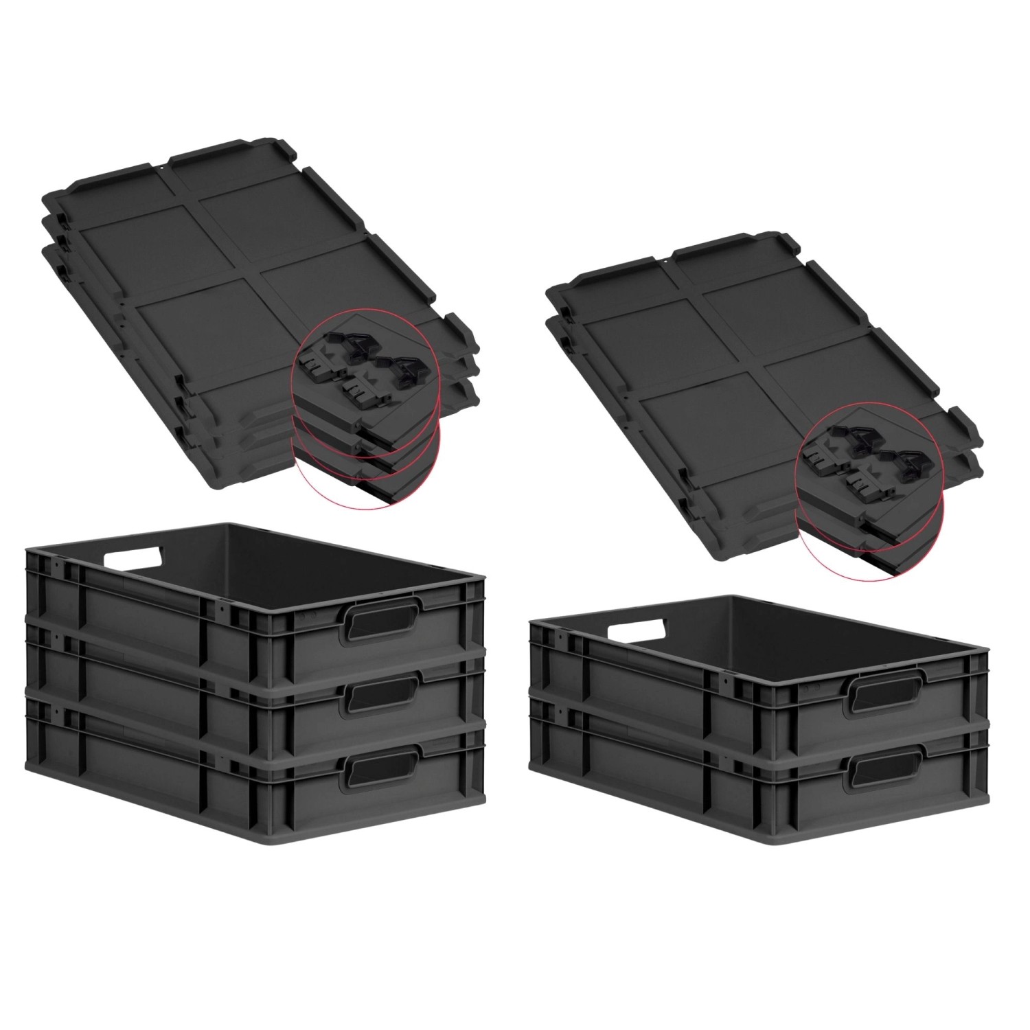 PROREGAL SuperSparSet 5x Eurobox Nextgen Grip Mit Scharnierdeckel Und Schwa günstig online kaufen