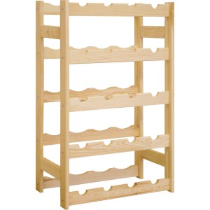 OBI Holzweinregal M aus Kiefernholz, naturbelassen mit 5 Regalböden für 20 Flaschen.