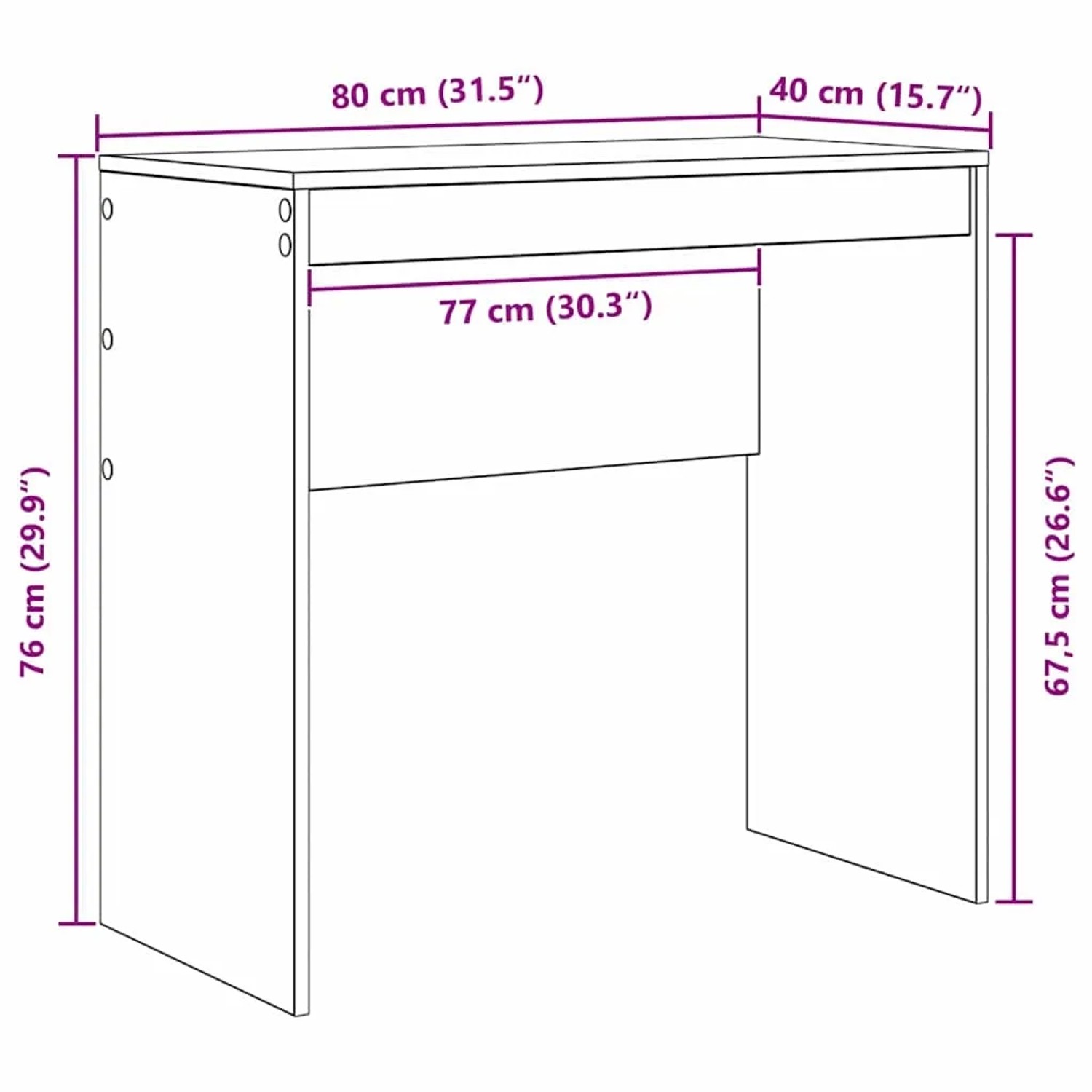 vidaXL Schreibtisch Sonstiges Weiß 80 x 40 x 76 cm Holzwerkstoff 869386_10