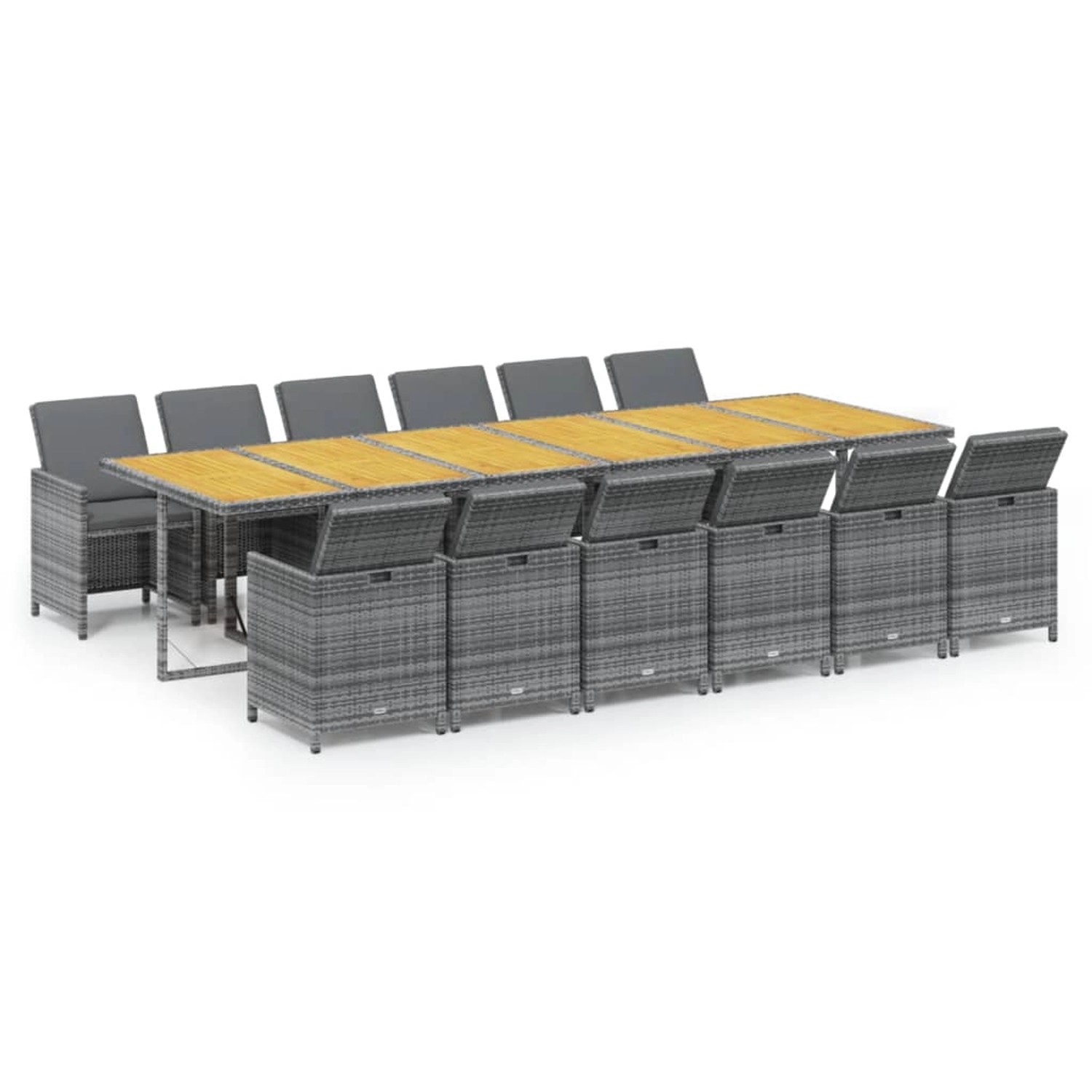 vidaXL 13-Tlg Garten-Essgruppe mit Kissen Poly Rattan Grau 3095632 günstig online kaufen