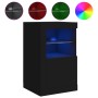 Schwarzer vidaXL Beistellschrank mit LED-Beleuchtung und Glasablage für das Büro.