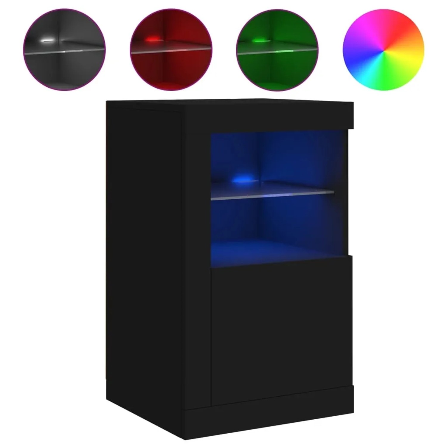 Schwarzer vidaXL Beistellschrank mit LED-Beleuchtung und Glasablage für das Büro.
