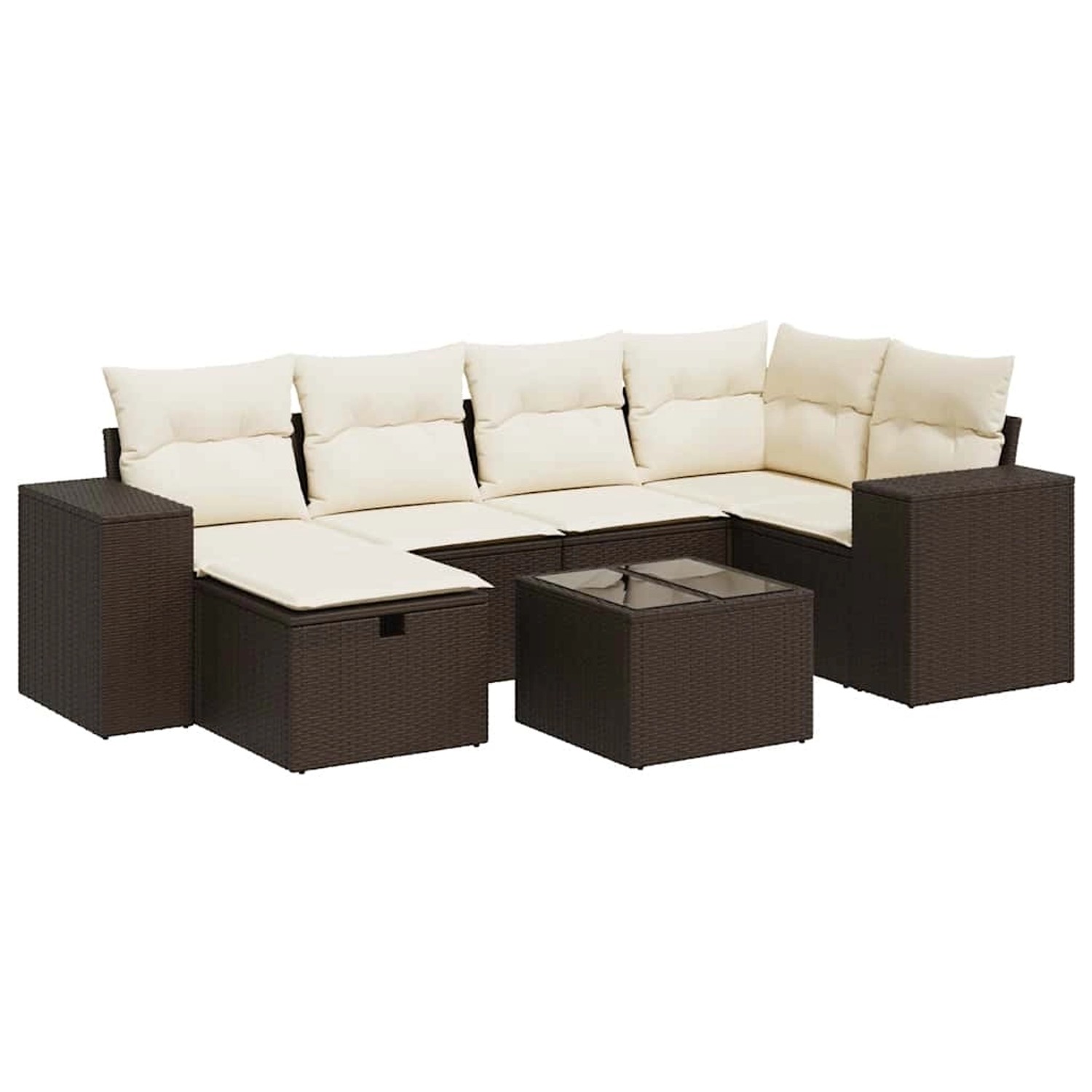 vidaXL 7-Tlg Garten-Sofagarnitur mit Kissen Braun Poly Rattan 3325699 günstig online kaufen