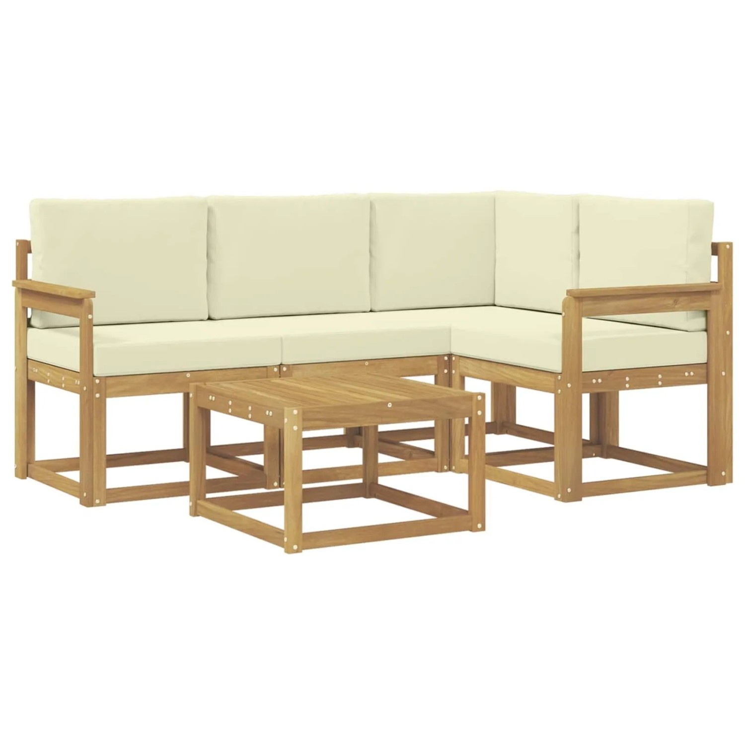 vidaXL Outdoor-Sofagarnitur mit Kissen 5-Tlg Weiß und Creme 3387584