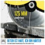Güde Betontrennschneider GBTS 350.1 in Aktion: Diamanttrennscheibe schneidet Beton, max. 125 mm Schnitttiefe.