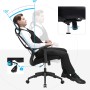 Songmics Bürostuhl, verstellbare Lendenstütze, schwarz, mit Neigungsfunktion und Höhenverstellung.