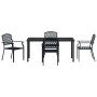5-teiliges Garten Esszimmer Set aus Stahl in Anthrazit mit Tisch und 4 Stühlen.