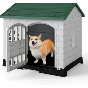 Costway Wetterfestes Hundehaus Grün 75 x 57 x 68 cm