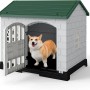 Costway Wetterfestes Hundehaus Grün 75 x 57 x 68 cm_2