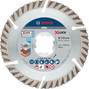 Bosch X-Lock Diamanttrennscheibe Standard Universal 115 mm, silber, für Winkelschleifer, Beton, Mauerwerk.
