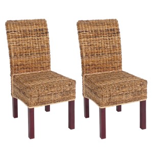CHEFGASTRO Esszimmerstuhl 2er-Set Korbstuhl Stuhl Malibu Bananengeflecht 96x46x41cm Sitzhöhe 46cm Hell Ohne Kissen