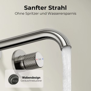 Emke Waschtischarmatur Unterputz für Wandmontage Anthrazit Matt Wasserhahn Badarmatur