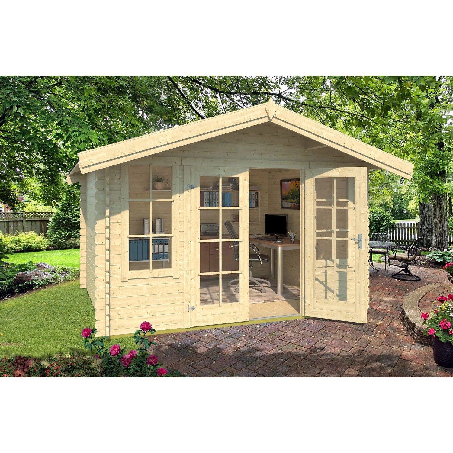 Lasita Holz-Gartenhaus Robin 280 Satteldach Unbehandelt 330 cm x 280 cm