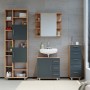 Vicco Badschrank Ilias in Eiche/Anthrazit (30x95cm) mit Schubladen für Badutensilien.