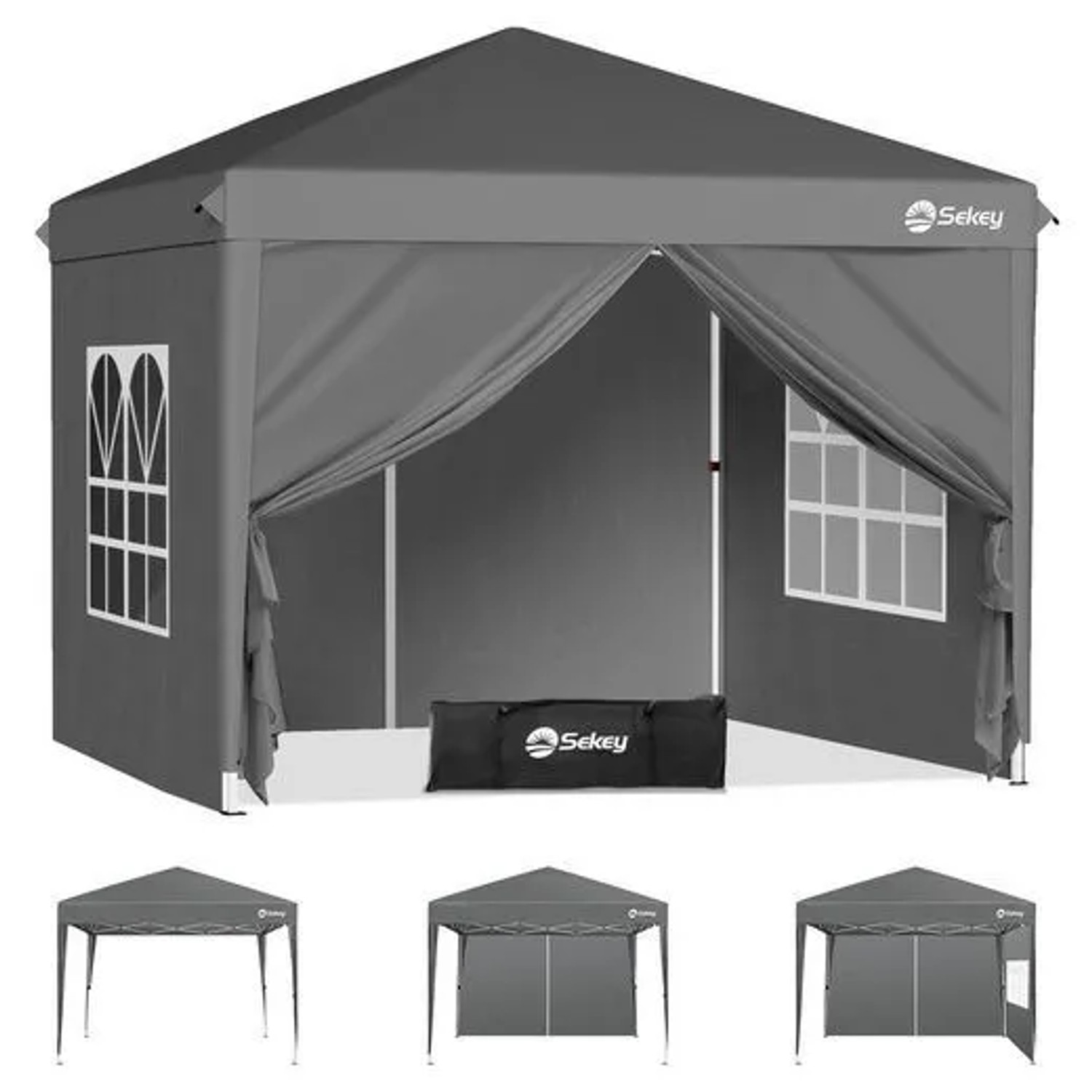 Sekey Faltpavillon 2x2 m mit 4 Seitenteilen Wasserdicht Winterfest