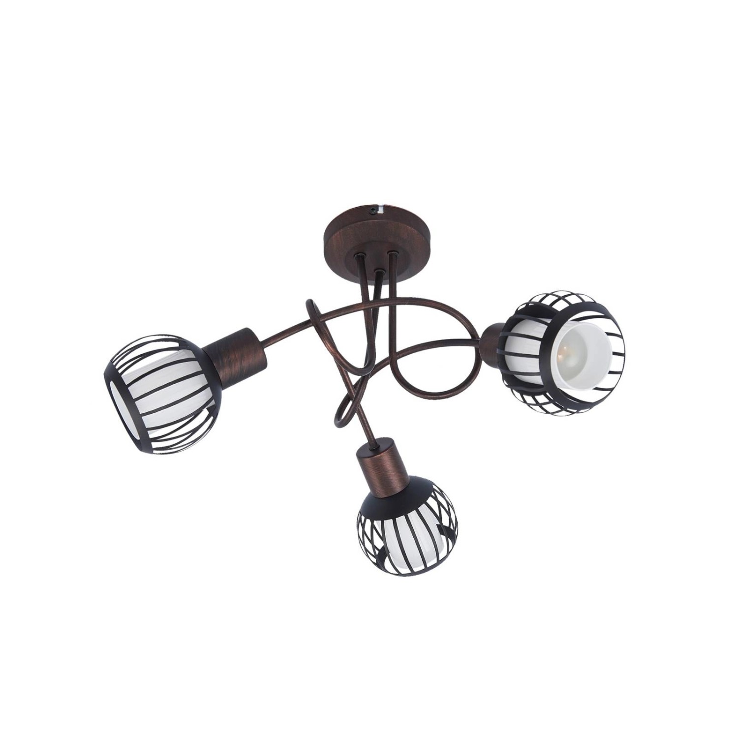 Lindby Deckenlampe Solm 10031117 Landhaus Vintage Rustikal in Braun aus Metall 3-flammig E14 Wohnzimmerleuchte