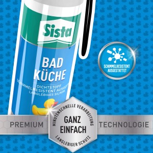 Sista Silikon Bad & Küche, 100ml Spender in Weiß, schimmelresistent.