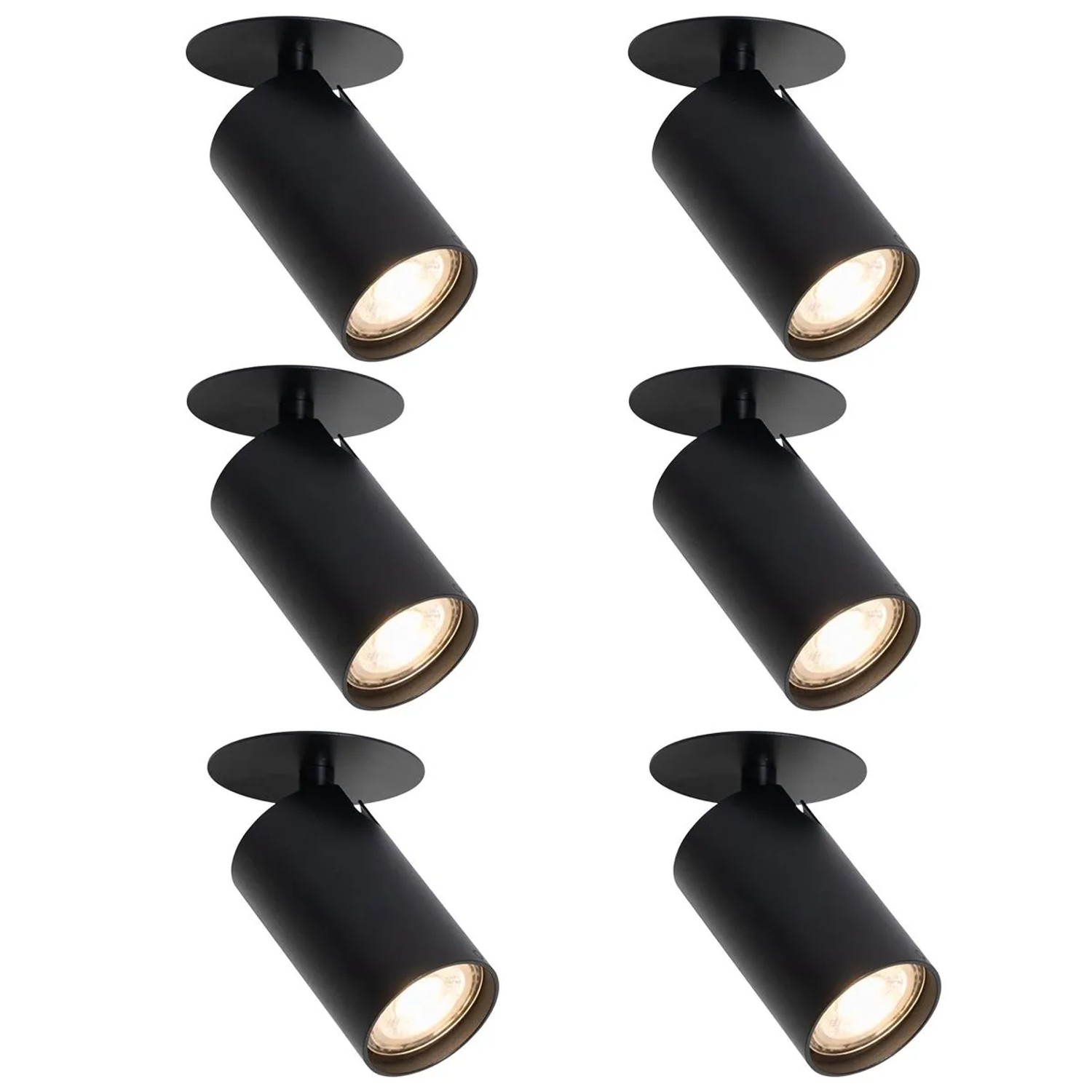 QAZQA Set mit 6 Modernen Einbaustrahlern Schwarz GU10 50mm Chels