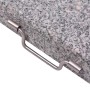 Detailaufnahme: Grauer vidaXL Schirmständer (45 cm) aus Granit mit Edelstahlgriff.