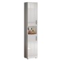 Trendteam Hochschrank Wons, weiß hochglanz, 37 cm breit, mit Fächern und offener Ablage für Badutensilien.