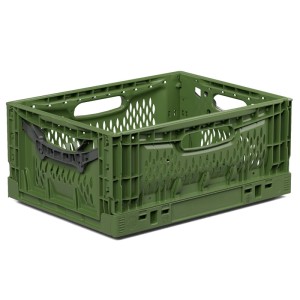 Grüne Ernte-Klappbox (16l) für Ordnungssysteme im Garten, stapelbar und einfach zu handhaben.