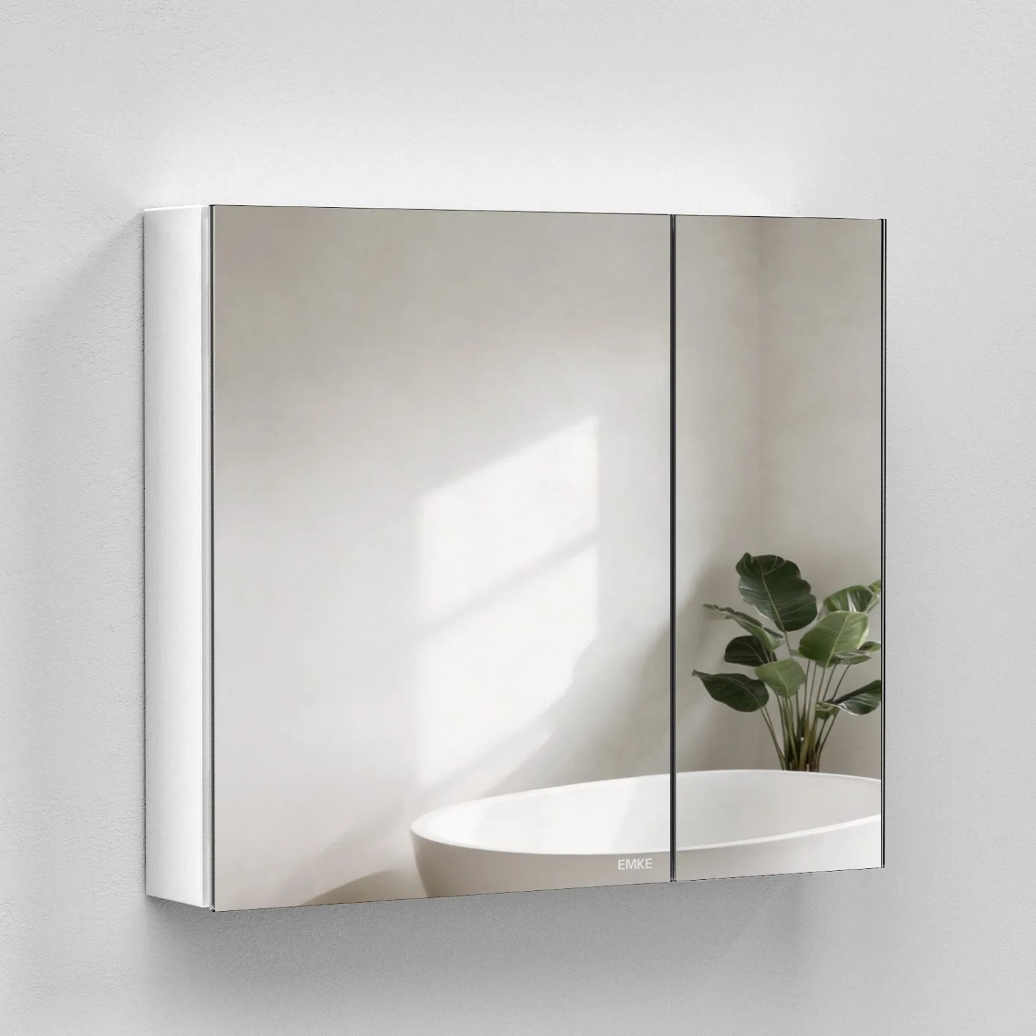 Emke Spiegelschränke Weiß 85x65cm Badezimmerschränke 2-Türig für Badezimmer günstig online kaufen