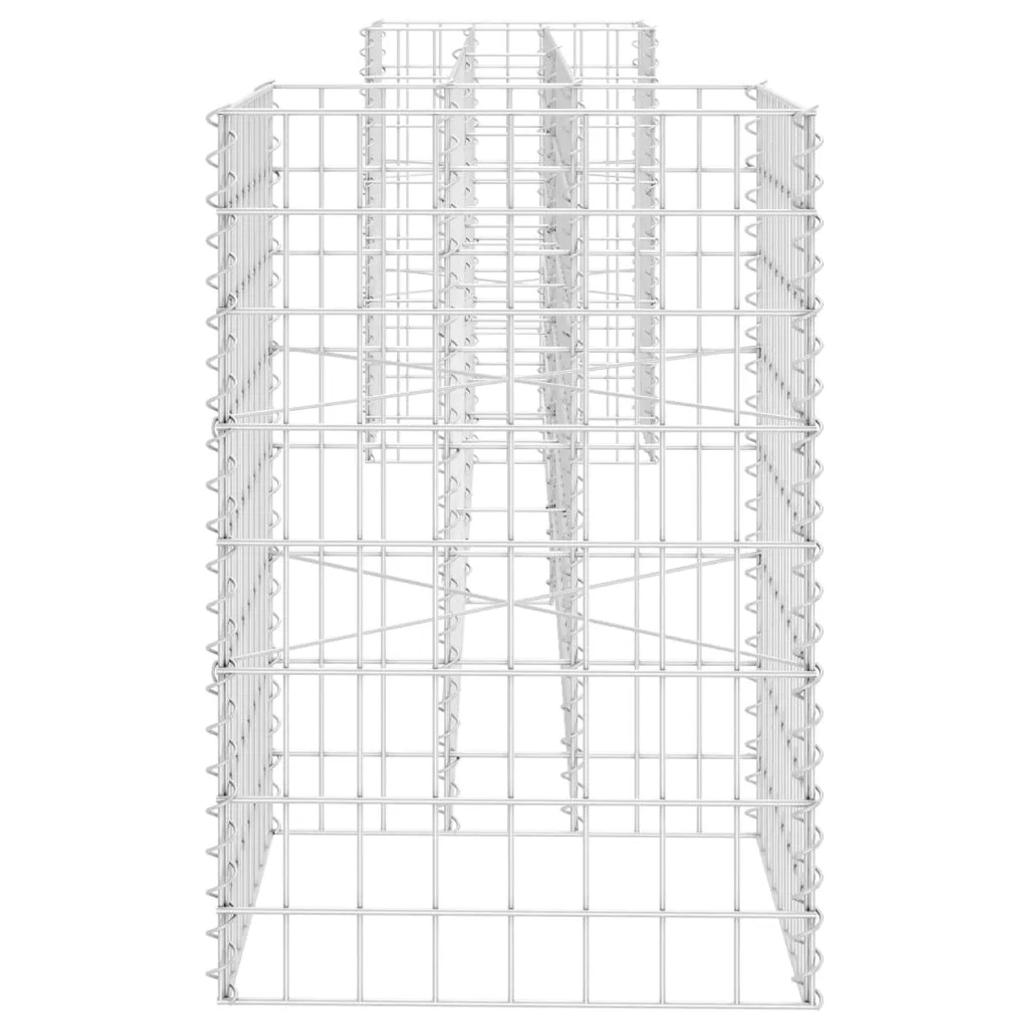 H-förmiger Gabionen-Pflanzkübel aus Stahldraht, 260x40x60 cm, für Hochbeete im Garten.